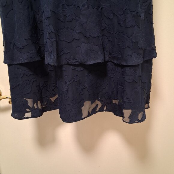 Parker Navy Blue Embossed Floral Sleeveless Dress Sz 12 NWT /B20 - Picture 3 of 11